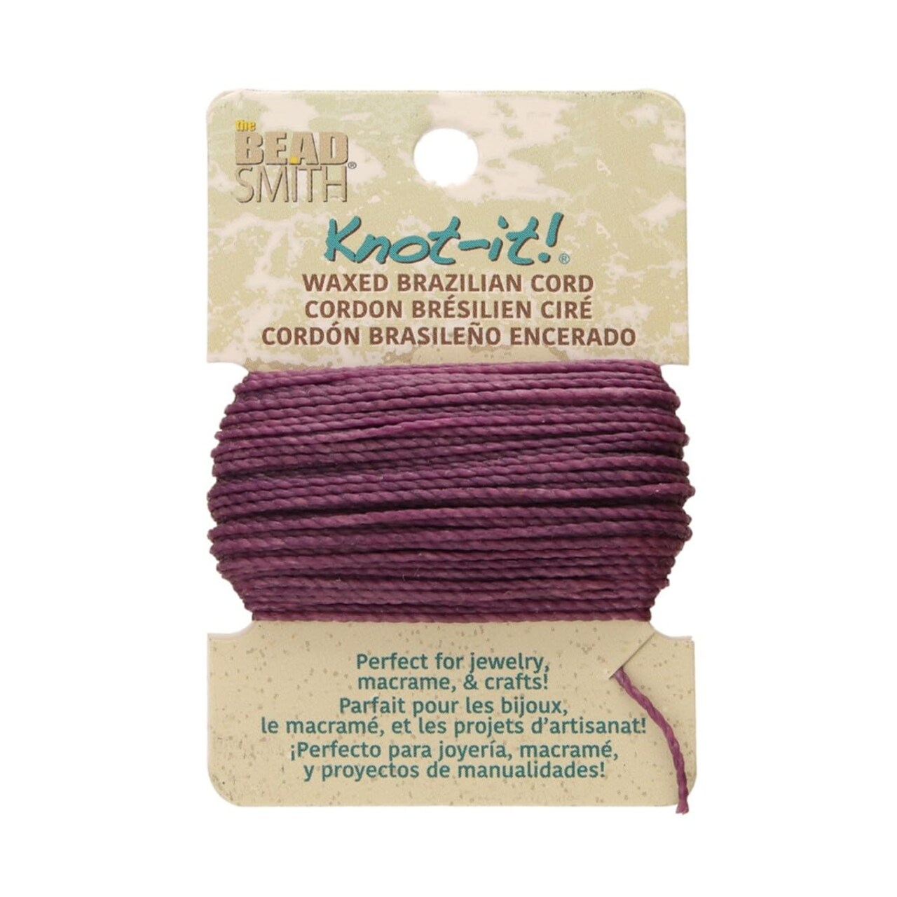 The Beadsmith Waxed Brazilian Cord, 0.7 mm Diameter, Light Wax, 15 Yards (13.7 m)